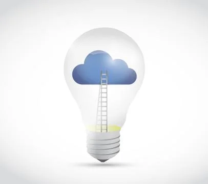 Light bulb cloud stairs illustration design Stock Illustration