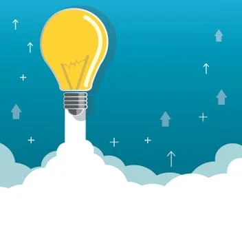 Light bulb on cloud startup concept illustration Stock Illustration