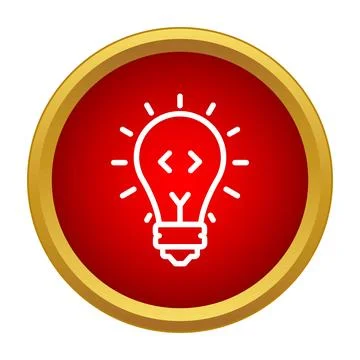 Light bulb with code brackets representing programming idea Stockillustratie