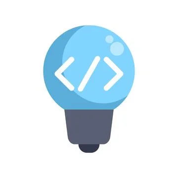 Light bulb with coding symbol representing innovative software ideas 스톡 일러스트