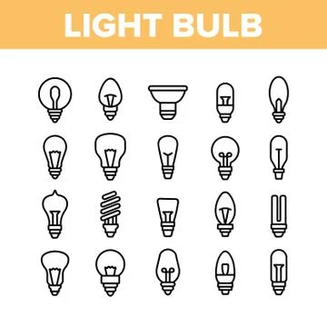 Light Bulb Collection Elements Icons Set Vector Stock Illustration