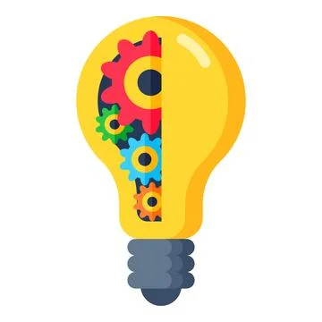 Light bulb with colorful gears inside representing creative thinking, innovative Stock Illustration