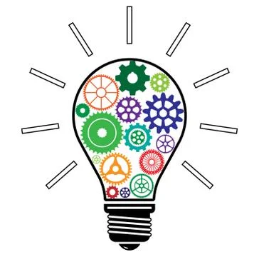 Light Bulb with Colorful Gears vector illustration Stock Illustration