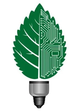 Light bulb with computer elements Illustrazione stock