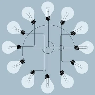 Light bulb concept design, isolated on gray background. Stock Illustration