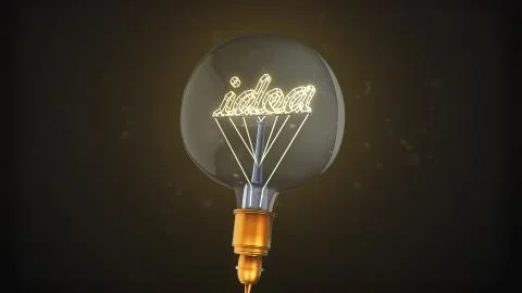 Light bulb with concept of idea. 3D Stock Illustration