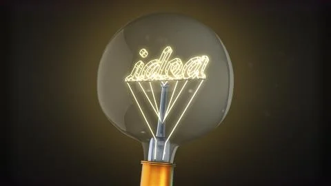 Light bulb with concept of idea. 3D Stock Illustration