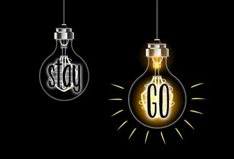Light bulb concept idea Go on black background Stock Illustration