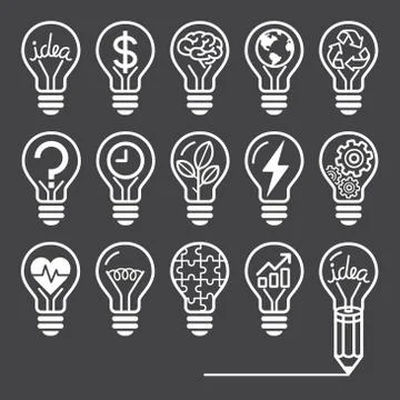 Light bulb concept line icons style. Vector illustration. Illustrazione stock