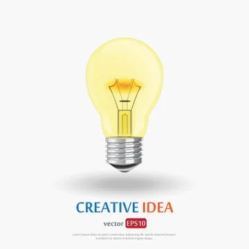 Light bulb concept, template on white background Illustrazione stock
