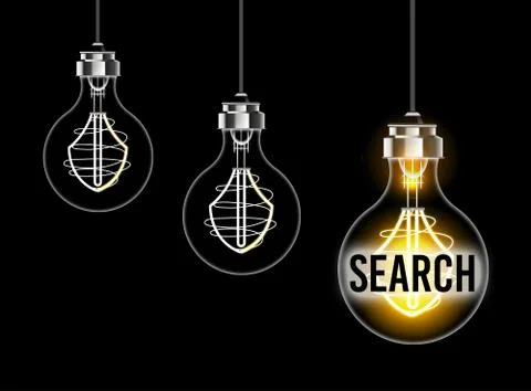 Light bulb concept on the theme of research and seo Stock Illustration