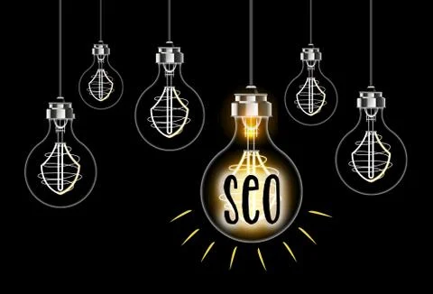 Light bulb concept turned on for seo Stock Illustration