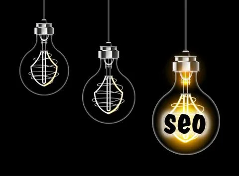 Light bulb concept turned on for seo Stock Illustration