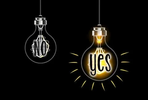 Light bulb concept for yes or no Stock Illustration