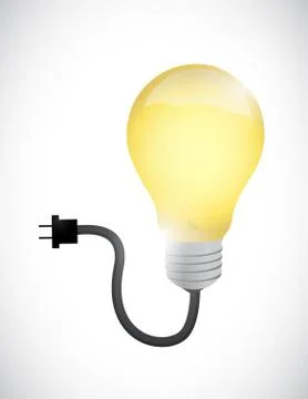 Light bulb connected to a power cable Stock Illustration