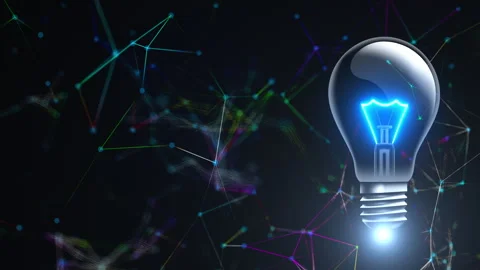 Light bulb with connection dots Stock Footage 279880459