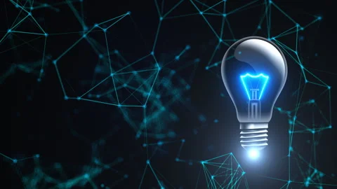 Light bulb with connection dots Stock Footage 279880537