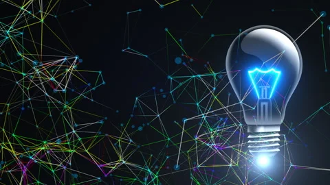 Light bulb with connection dots Stock Footage 279880588