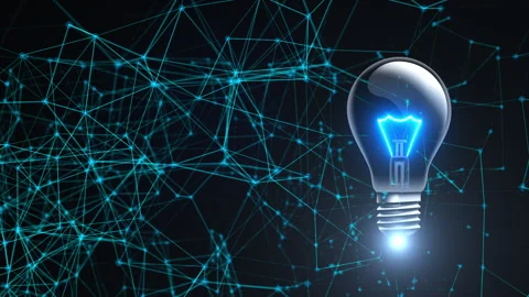 Light bulb with connection dots Stock Footage 279880606