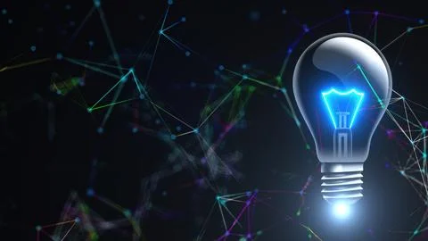 Light bulb with connection dots Stock Illustration