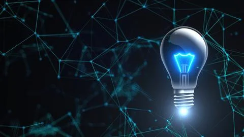 Light bulb with connection dots Stock Illustration