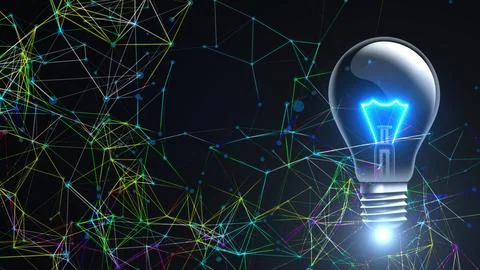Light bulb with connection dots Stock Illustration