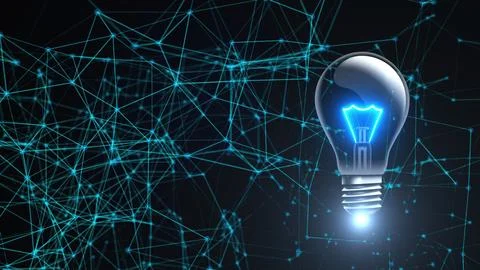Light bulb with connection dots Stock Illustration