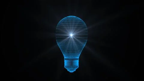 Light bulb consisting of points and network connection lines and spheres with Illustrazione stock
