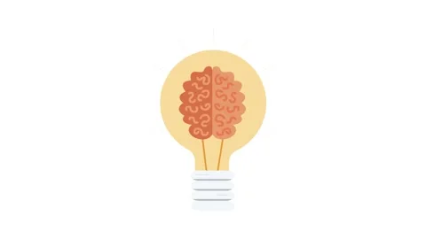 A light bulb containing a brain, symbolizing innovative ideas and intelligenc 스톡 동영상 332452762