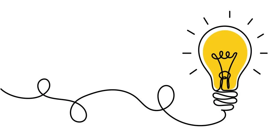 Light Bulb continuous one line drawing. Single line vector illustration wit.. Stock Illustration