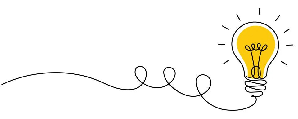 Light Bulb continuous one line drawing. Single line vector illustration wit.. Stock Illustration