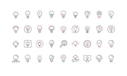 Light bulb of creative innovation and efficient idea, tech project startup line Stock Illustration