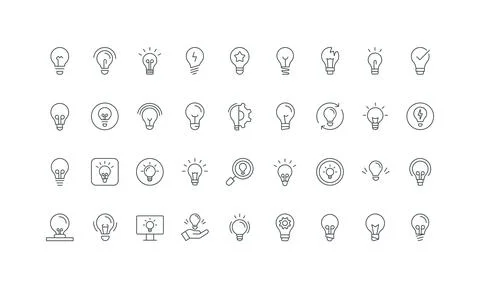 Light bulb of creative innovation and efficient idea, tech project startup line Stock Illustration
