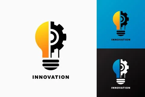Light bulb, creative logo vector illustration. Mix electric lamp and gear line Stock Illustration