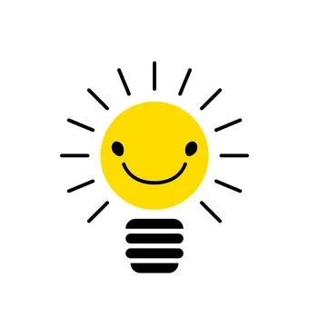 Light bulb, creative logo vector illustration. Mix electric lamp and smile, idea Stock Illustration