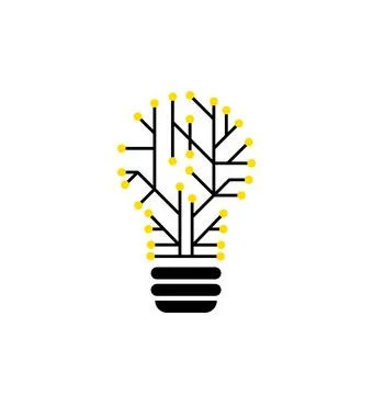 Light bulb, creative logo vector illustration. Mix electric lamp and circuit Stock Illustration