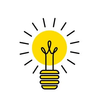 Light bulb, creative logo vector illustration. Mix electric lamp and sun Stock Illustration