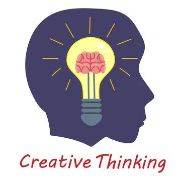 Light Bulb Creative Thinking Logo symbol brain inside. Head man, creative idea Stock Illustration