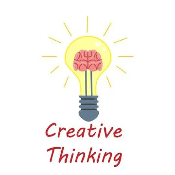 Light Bulb Creative Thinking Logo symbol brain inside. Creative idea, mind Stock Illustration