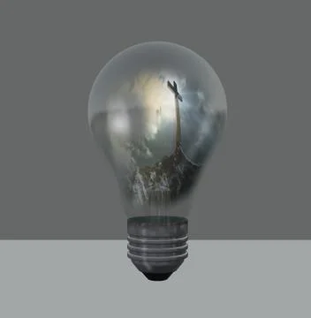 Light bulb with cross Stock Illustration