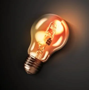 Light bulb on dark background, concept of creativity Stock Illustration