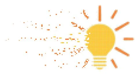 Light Bulb Dissolving Pixel Icon Illustrazione stock