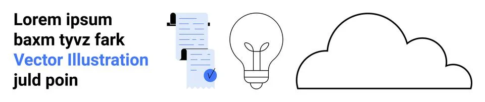 Light Bulb, Document, and Cloud Simple Vector Elements for Technology and I.. Stock Illustration