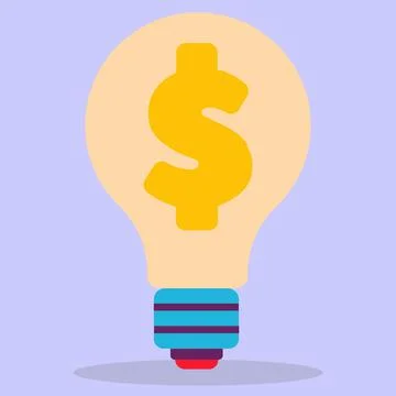 A light bulb with a dollar inside. Illustration in a flat style. Stock Illustration