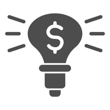 Light bulb with dollar inside solid icon. Idea creativity lamp symbol, glyph Illustrazione stock
