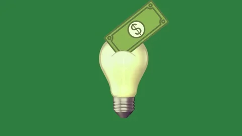 A light bulb with dollar in it and bill green screen cartoonish movement Stock Footage 335993074