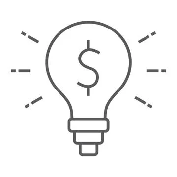 Light bulb with dollar thin line icon, business and solution, idea sign, vector Stock Illustration