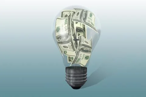 Light bulb with dollars Stock Illustration