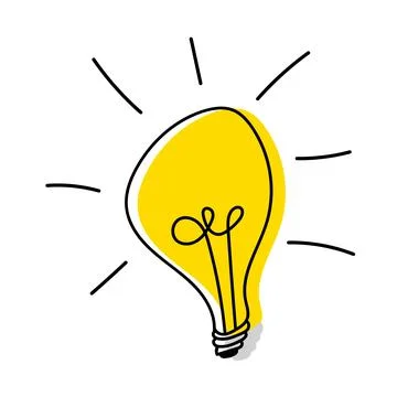 Light bulb doodle. Hand drawn idea icon. Solution concept. Hand drawn rough.. Stock Illustration