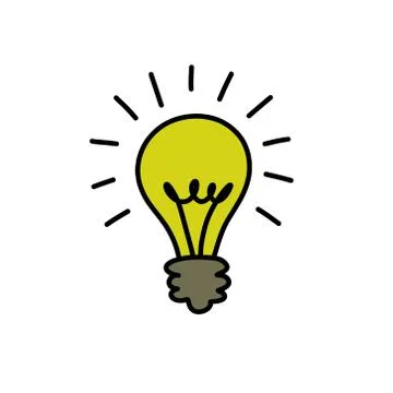 Light bulb doodle icon, vector color illustration Stock Illustration